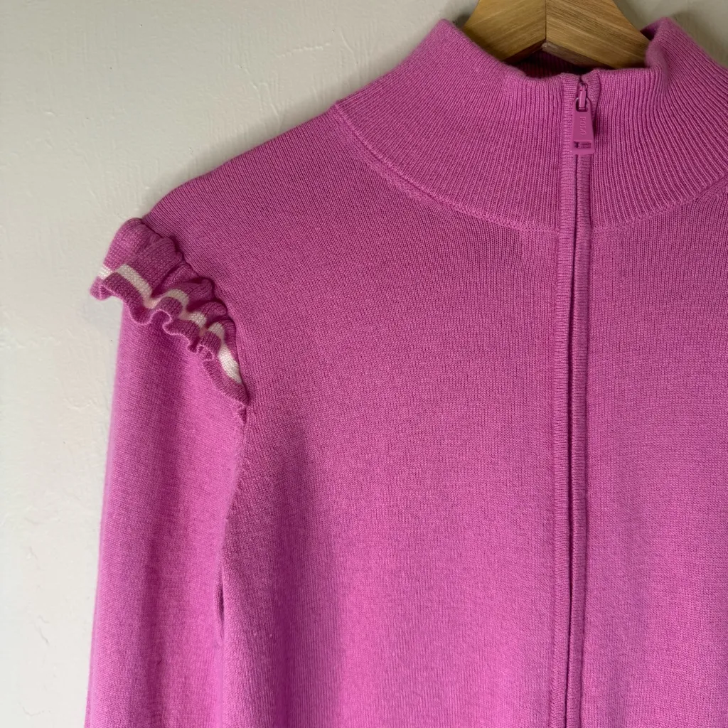 Polo golf Ralph lauren resort rose ruffle trim zip up golf sweater ladies M Pink Size M - Image 6
