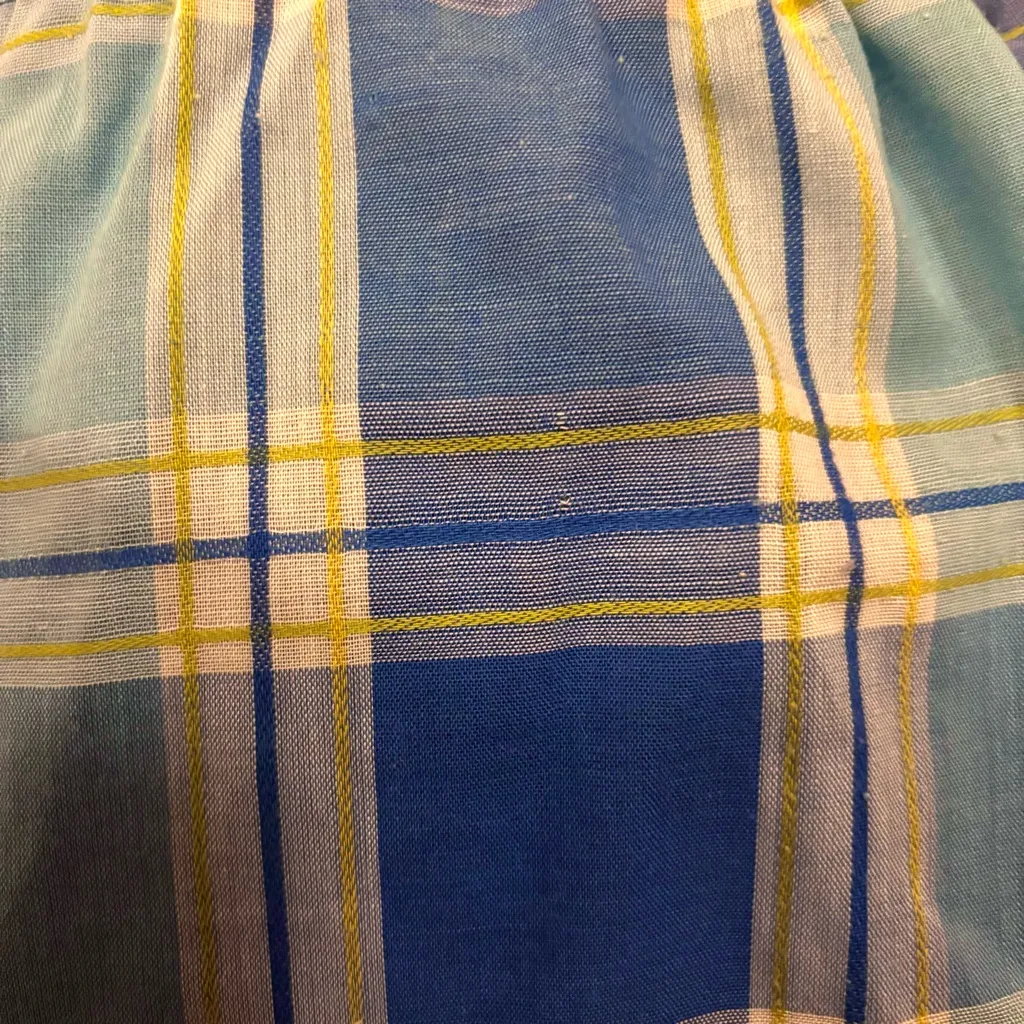 Vintage 60s Blue & White Plaid Mini Skirt w/ Matching Ribbon - Image 8