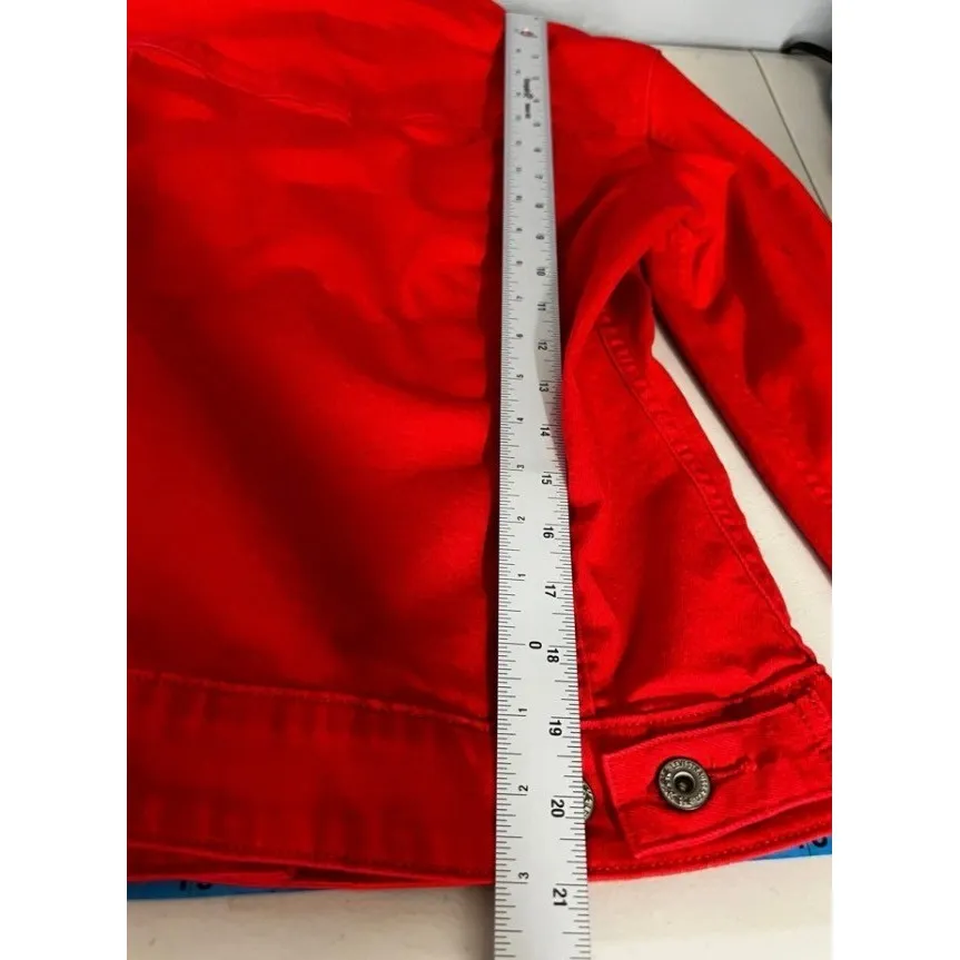 Levi's Red Denim Jacket Trucker Style Classic Button Up Womens S - Image 8