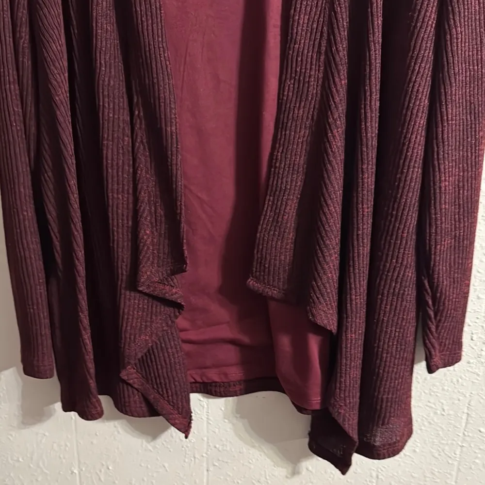 Faded Glory Red blouse/Cardigan Sweater Open Front Lightweight - Image 3