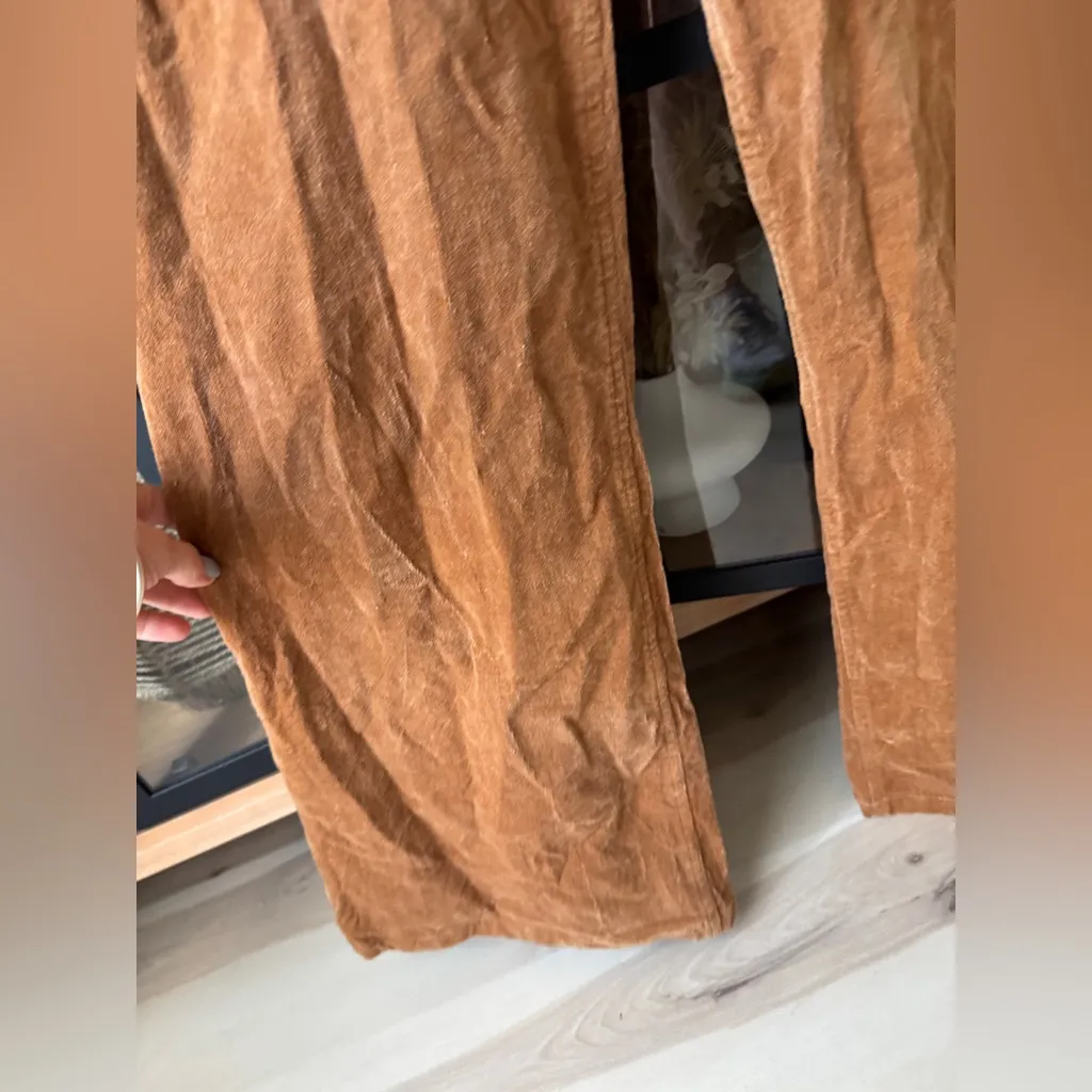 Corduroy jumpsuit utility pockets zip up collar wide leg short sleeve boiler - Image 6