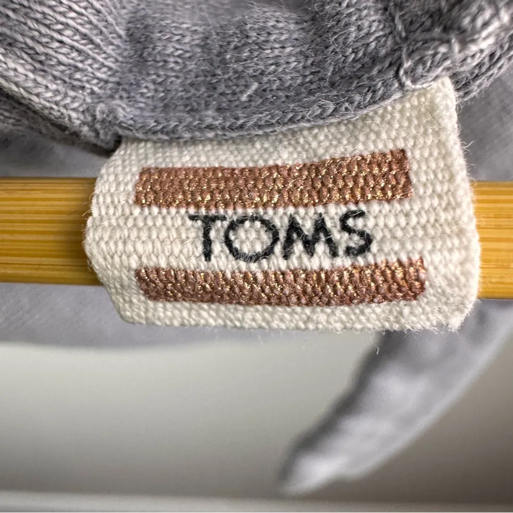 TOMS Women's Large ZIP-UP‎ HOODIE Gray 100% Cotton Longer Length - Image 6