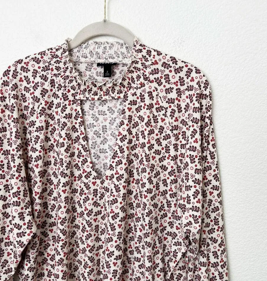 [Torrid] Floral Print Chocker Neck Textured Jersey Knit Smocked Hem Blouse Sz 2X - Image 5