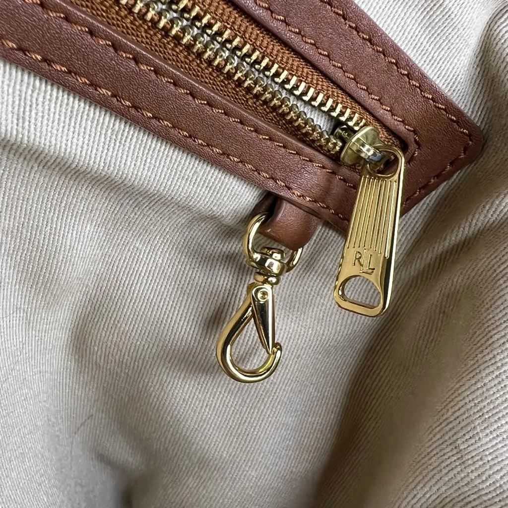 Lauren Ralph Lauren Brown Leather Putnam Chatsworth Crest Vintage Shoulder Bag - Image 12