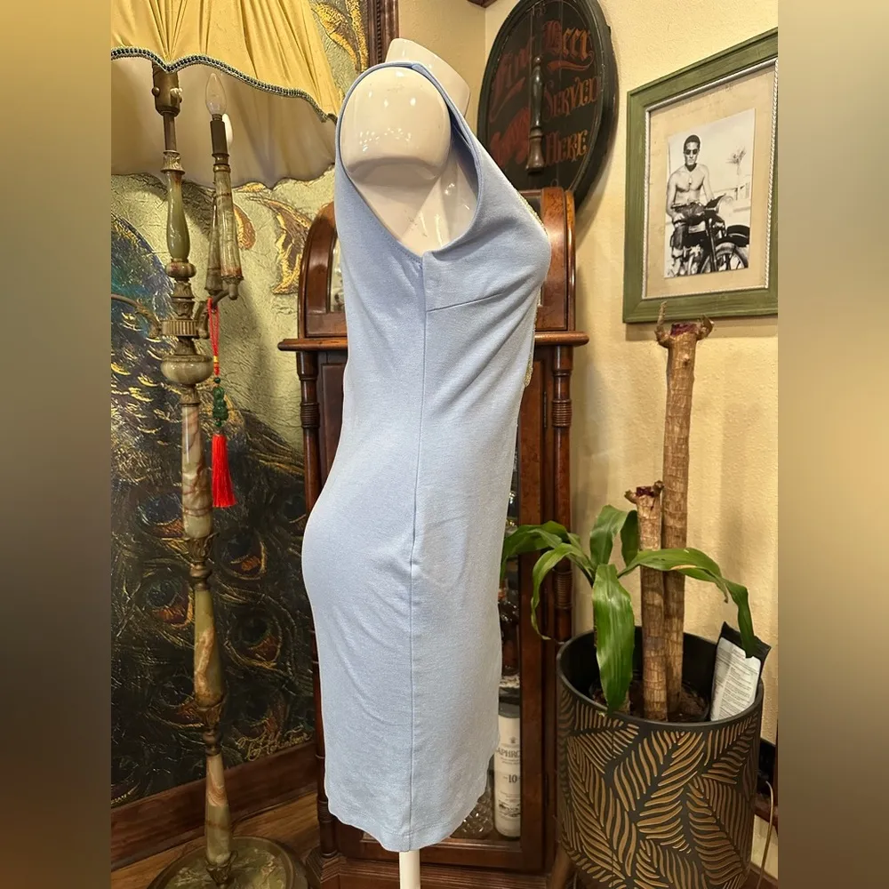 EUC Vijo Couture Elegant light Blue bodycon stretch Sleeveless Mini Dress - Image 6
