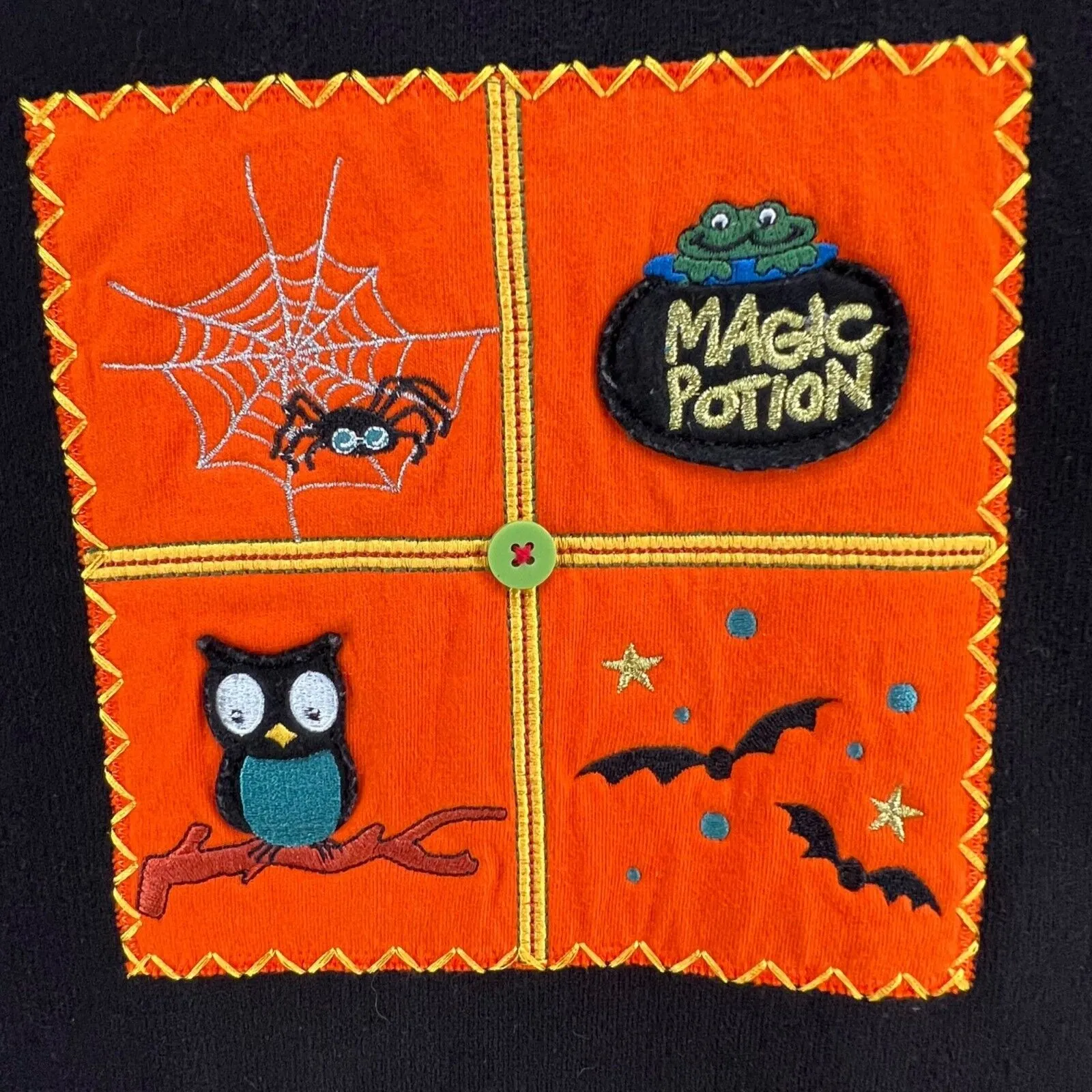 Holiday Editions Sweatshirt Womens 1X Black Halloween Embroidered Pullover Owl - Image 2