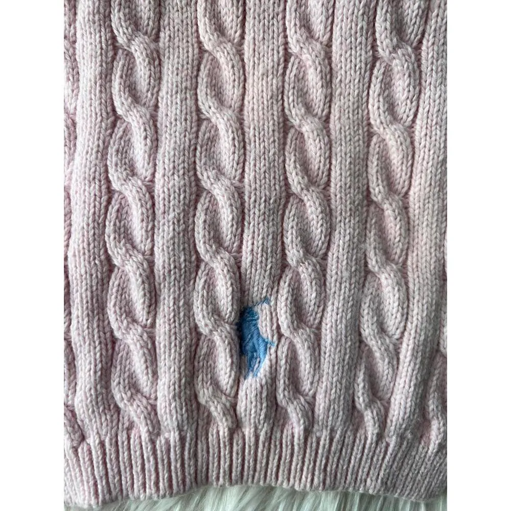 Ralph Lauren Polo Cozy Pink Cable Knit Scarf - Image 3