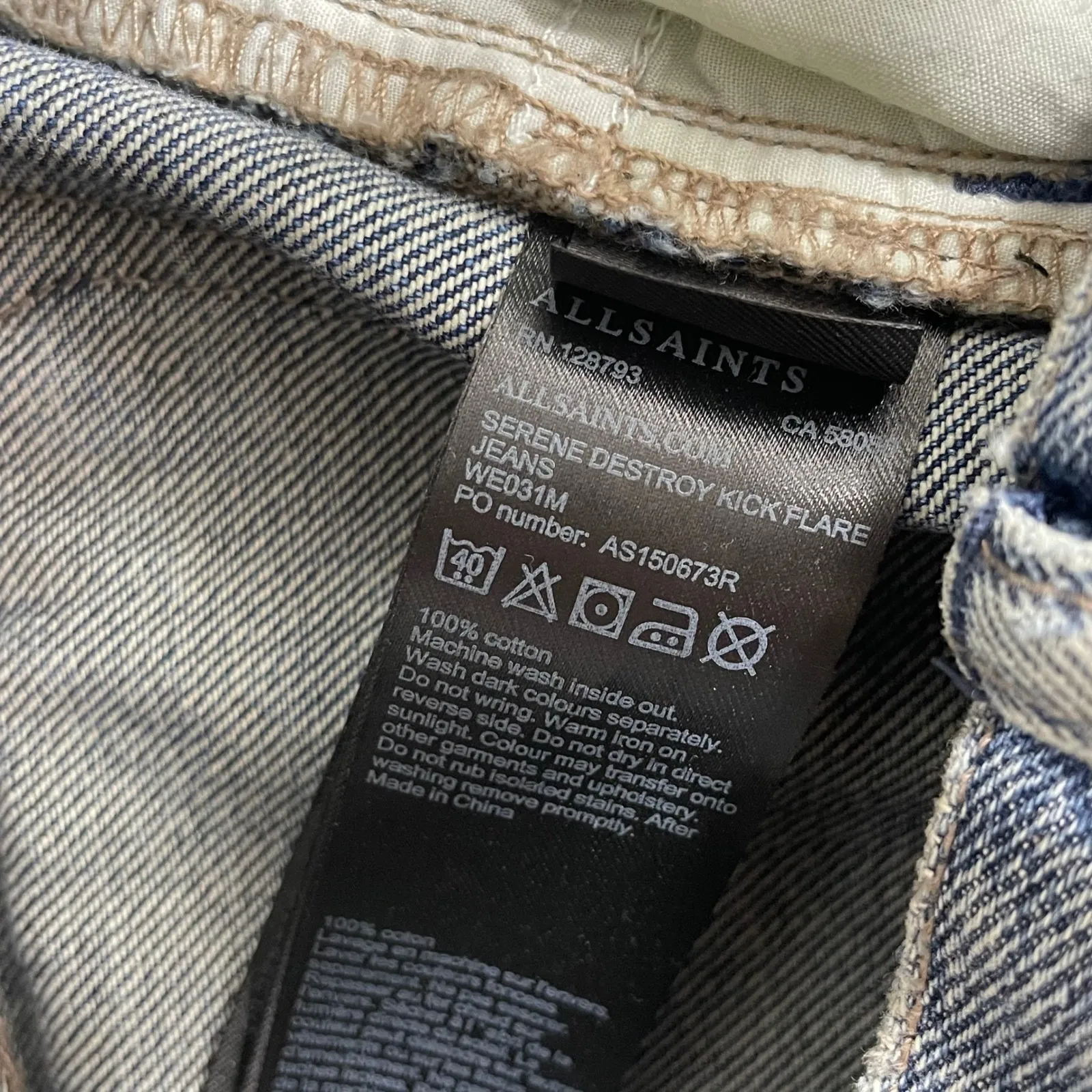 ALLSAINTS Serene Destroy Kick Flare Jeans Size 25 Distressed Raw‎ Hem Blue Denim - Image 8