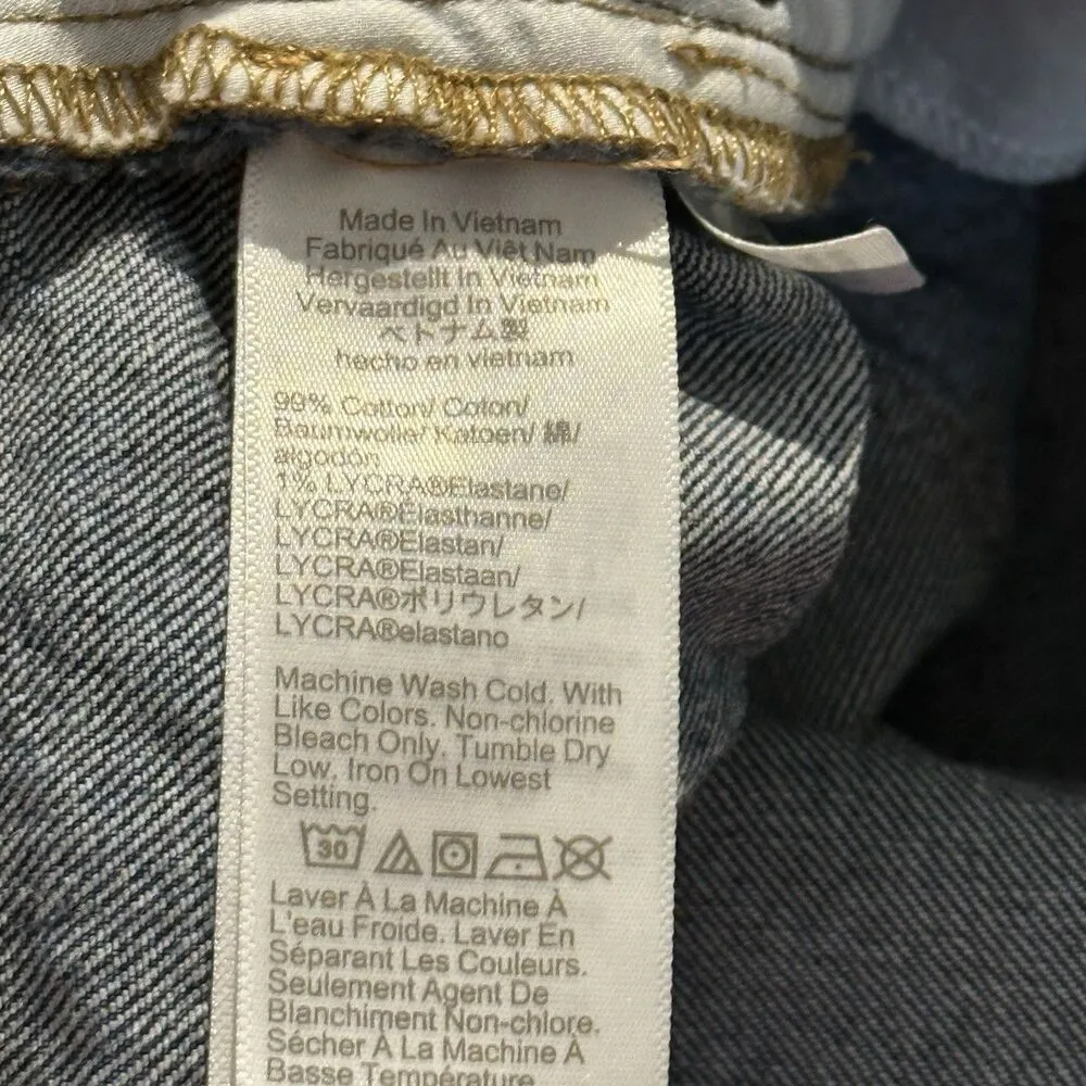 J Crew Mid Rise Flare Crop Jeans Button Fly Pockets Blue Denim Women’s Size 32T - Image 7