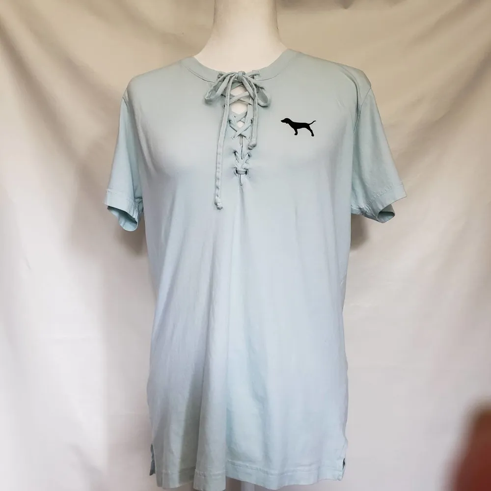 Victoria's Secret PINK Lace Up Womens Top Size XS Short Sleeve dog Logo - Image 12