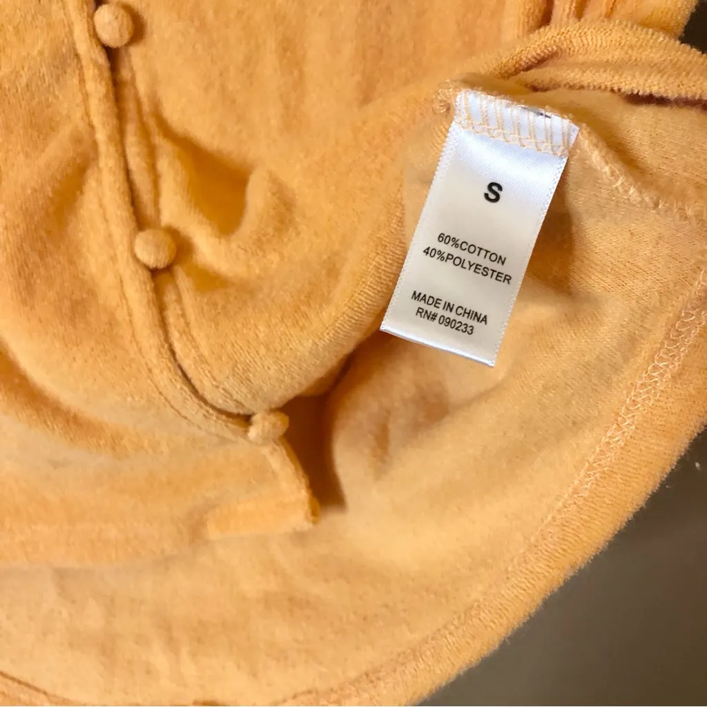 Pacsun LA Hearts‎ Lounge Tina Terry Cloth Polo Button Up Crop Top Orange small - Image 4