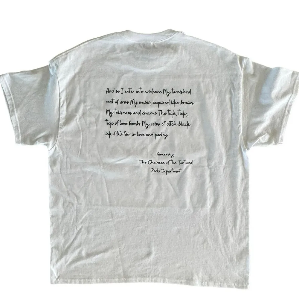 Tortured Poets Department TTPD Song Names White Womens Medium T-Shirt - Image 5
