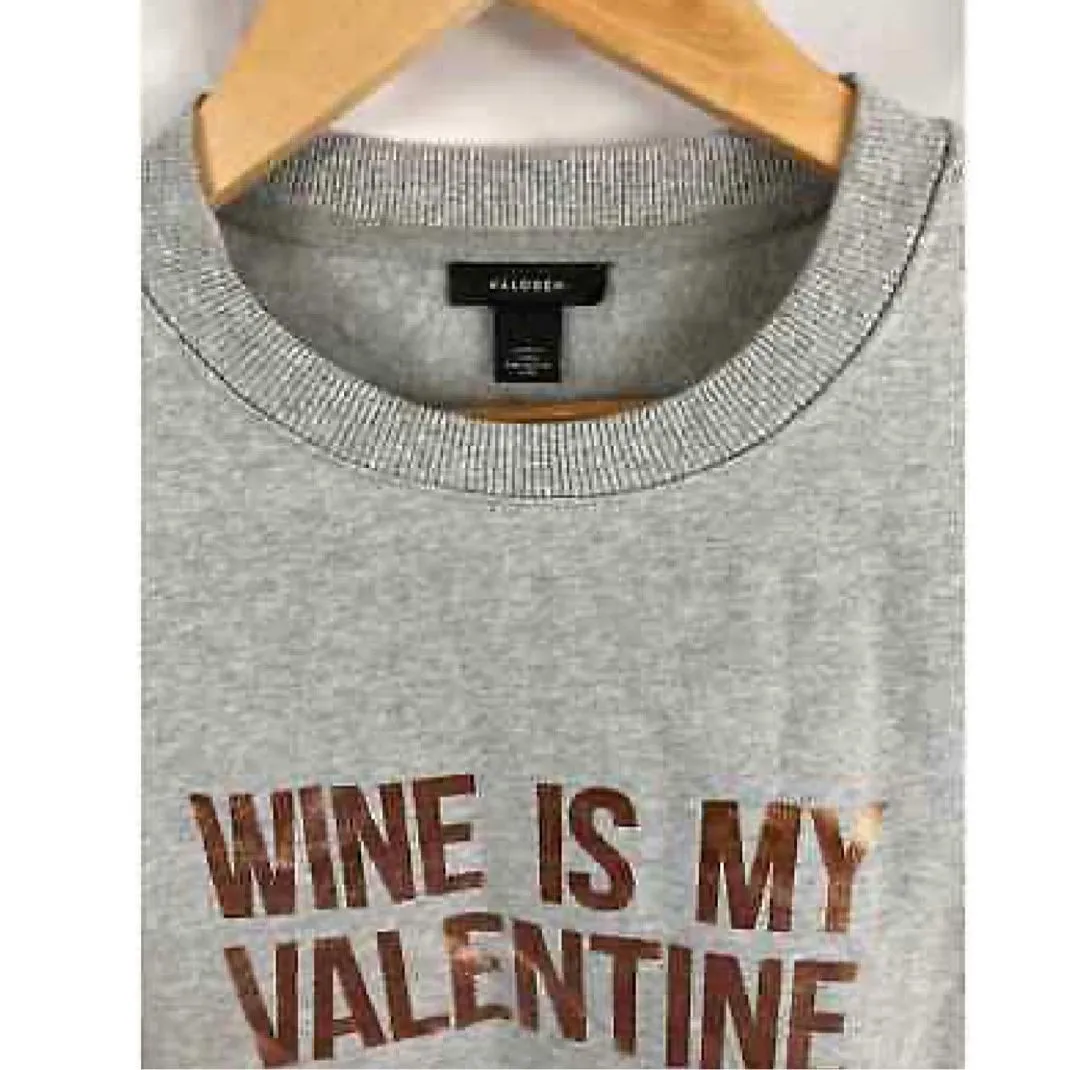 New Womens Halogen Wine is my Valentine Crewneck Humor Sweatshirt - Sz XS - Image 4