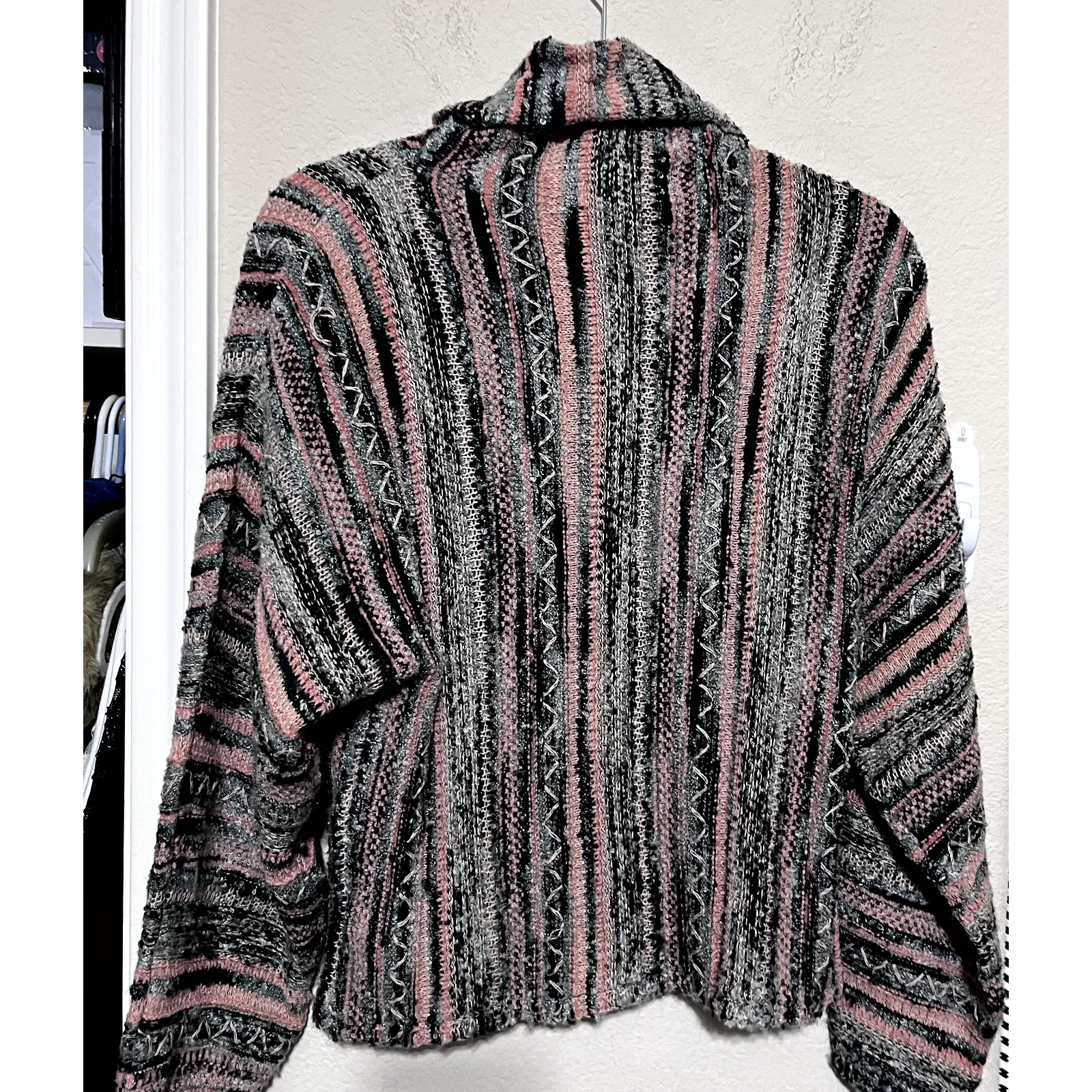 Knox Rose Womens Sweater Textured 3D Knit Cowl neck multi color sz S - Image 5