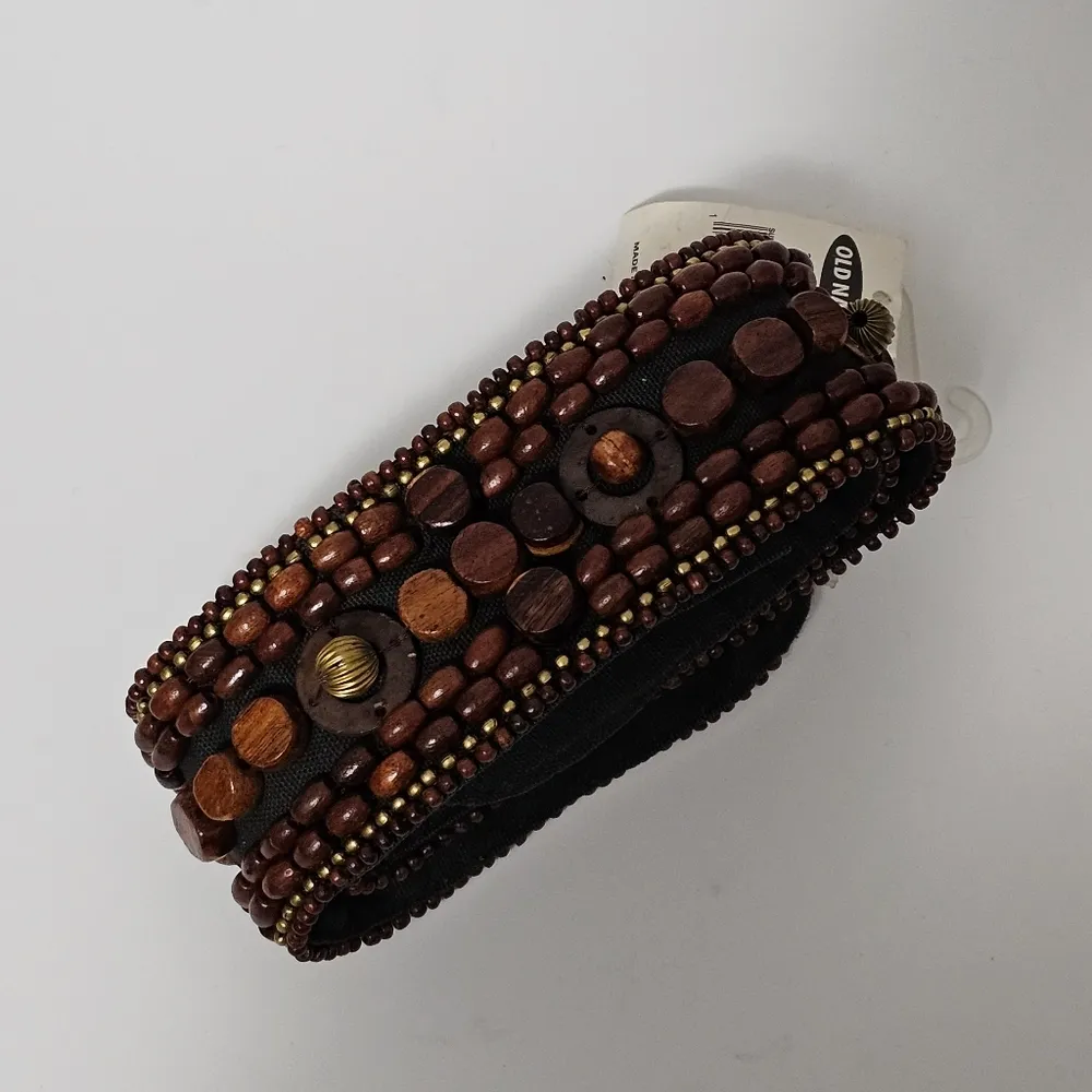 Old Navy Gray Y2K Canvas Wooden Beaded Belt Size S/M - Image 2