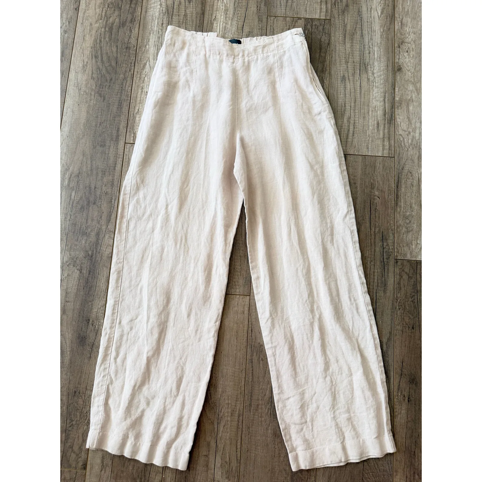 OSKA 100% Linen Pants Cream Beige Wide Leg Side Zip Size 1 US 6 8 Lagenlook - Image 6