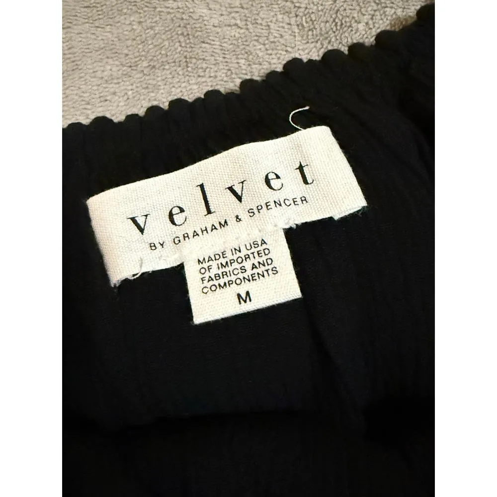 NWT Velvet‎ Black Blouse Teasels Off-Shoulder Bohemian Crop Size Medium - Image 3