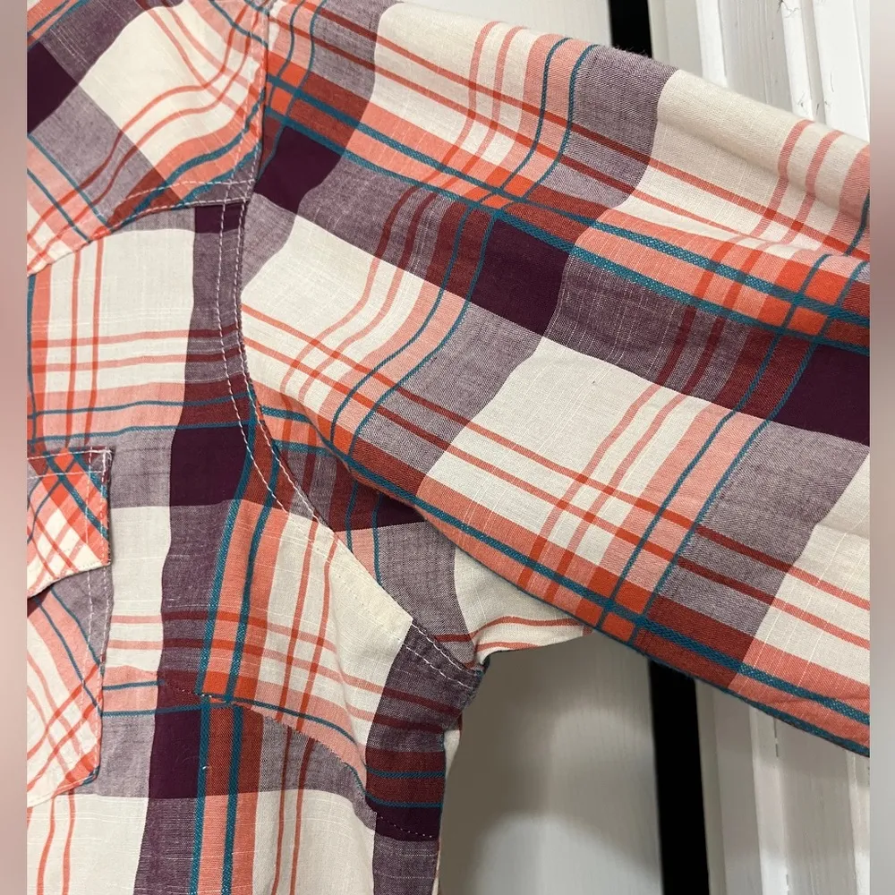 Wrangler Retro Western Plaid Pearl Snap Button Up sz L - Image 9