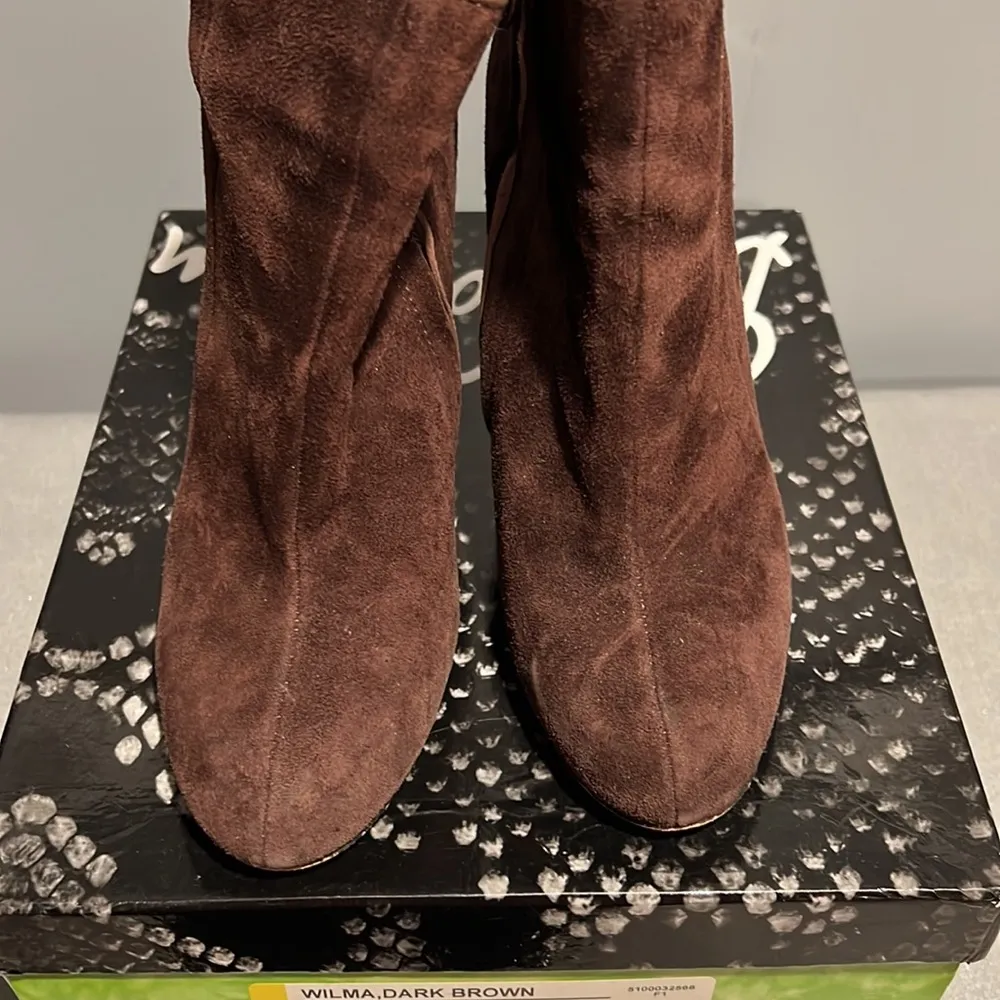 Sam Edelman Wilma Dark‎ Brown Suede Leather Wedge Bootie. Size 6.5 - Image 3