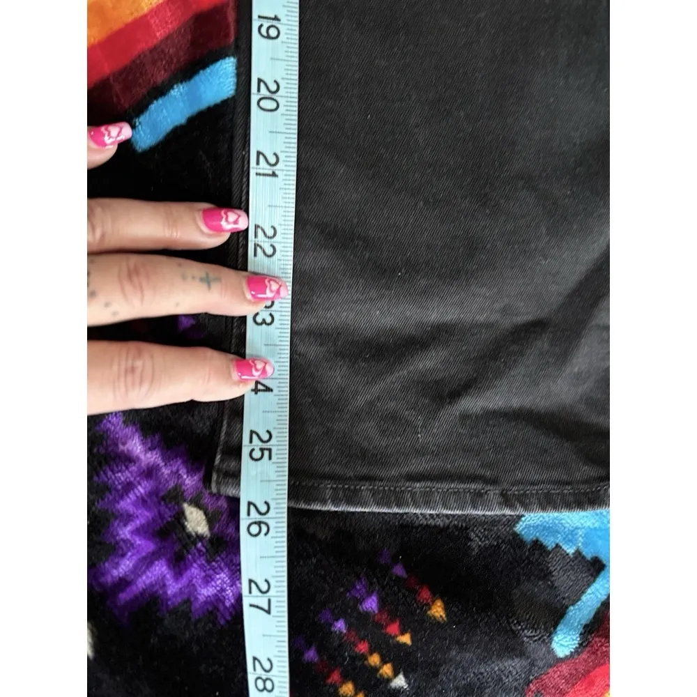 Rock & Republic Kendall Black Crop Denim Jeans Size 12 Mid Rise Pockets Zip Logo - Image 8