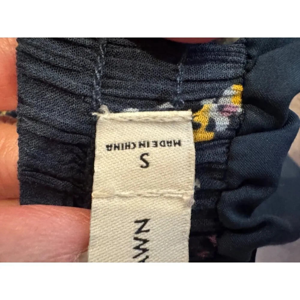 Gentle Fawn Skirt Women Small Navy Blue Floral Elastic Waist Ruffle Circle‎ Mini - Image 8