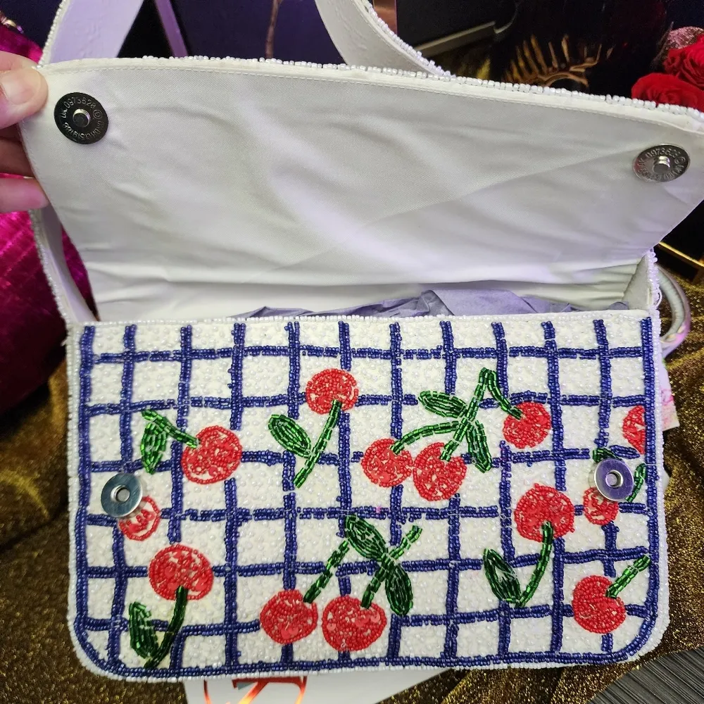 Viral Made In India Cherry Beaded Bag Blue - Image 6