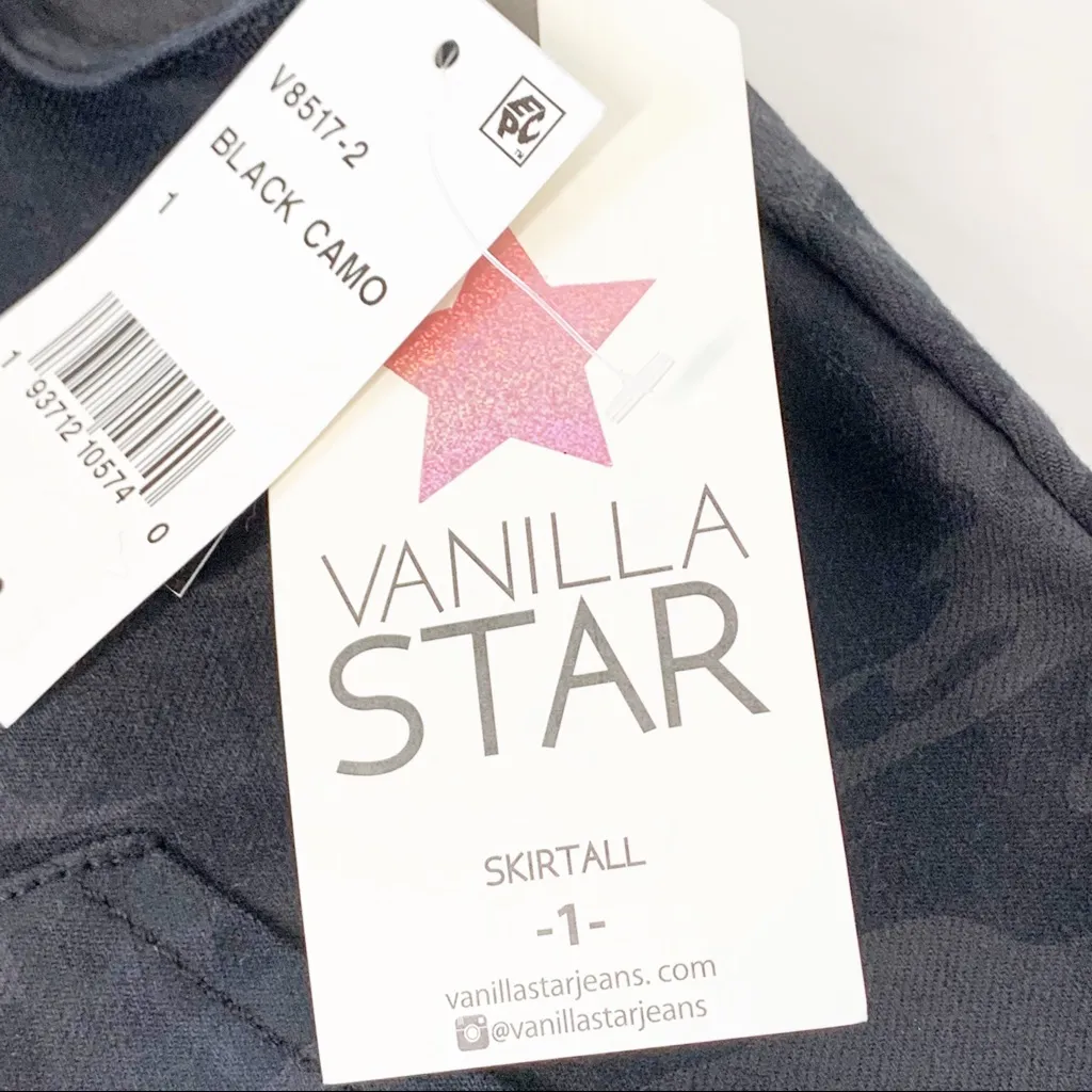 Vanilla Star Camo Dress Skirt Skirtall Raw-Hem Jean Camouflage Mini Skirt NWT - Image 11