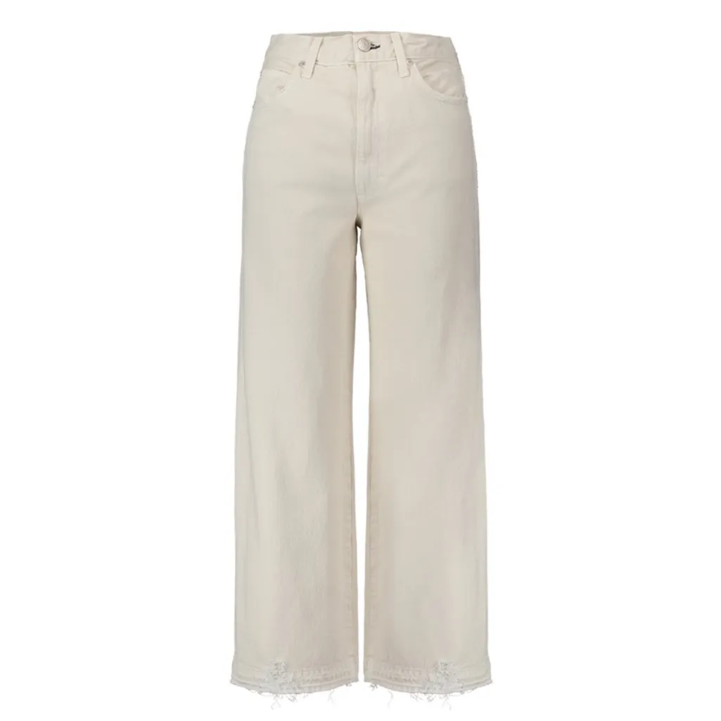 AMO Ava Crop Release Flare Hem Jeans White Size 24 - Image 3