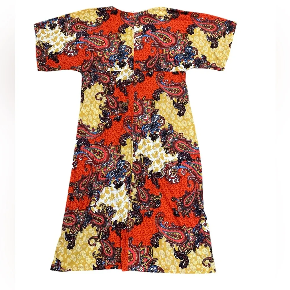 Twist front orange multi boho maxi dress Resortwear - Image 7