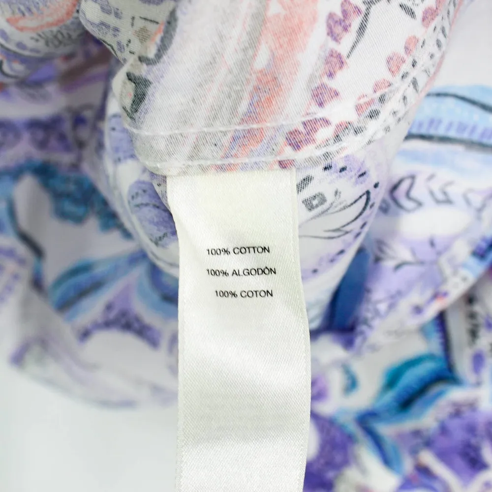 CHICO'S Purple Cotton Paisley Floral Button Down Blouse - Image 6