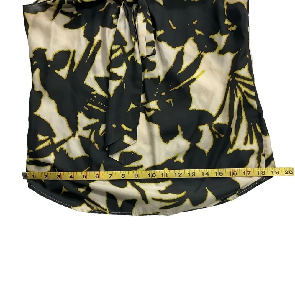 Ann Taylor‎ Women's 100% Silk Floral Tank Top Sleeveless Black Cream Size 2 - Image 8