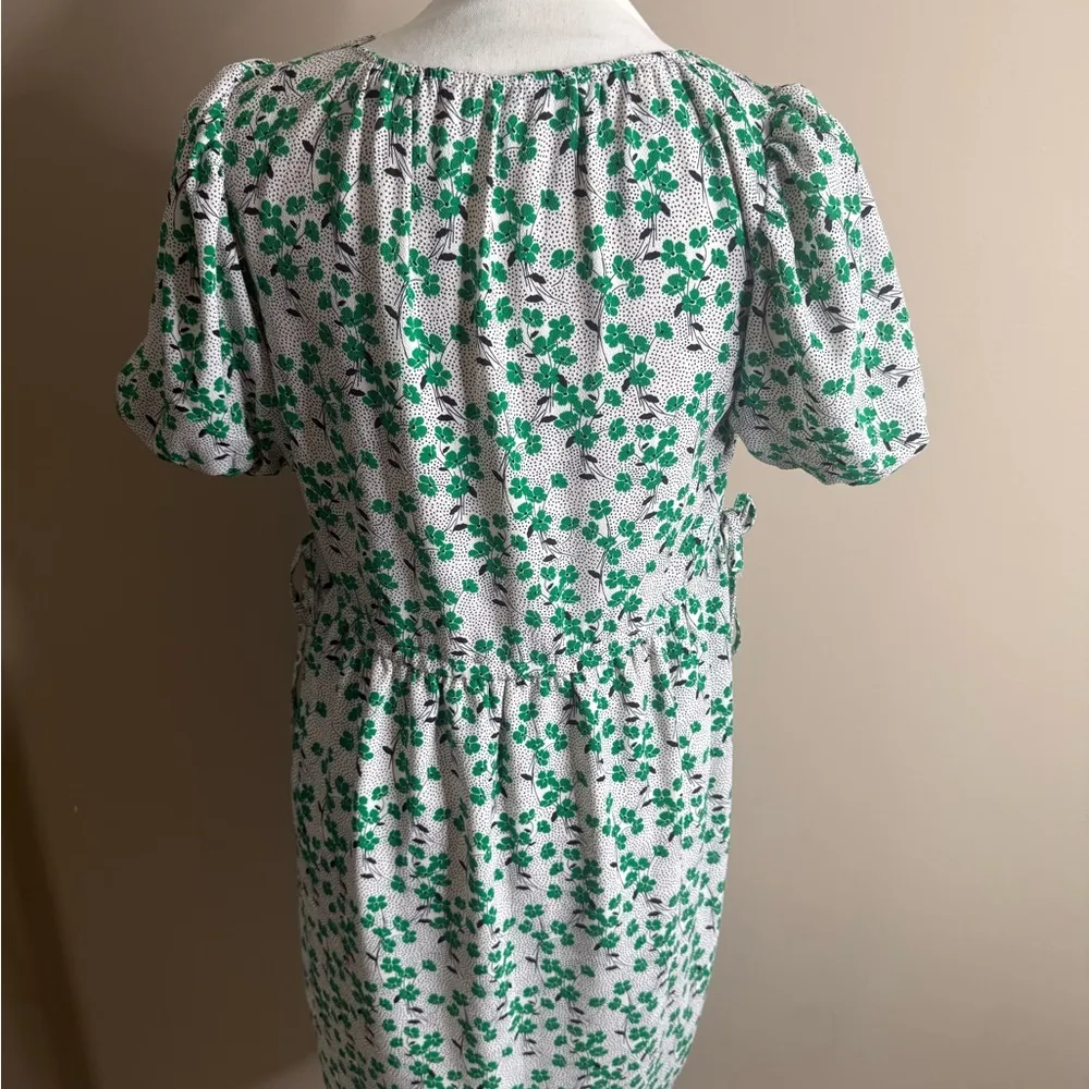 LOFT Green and White Floral Dress size 00p - Image 9