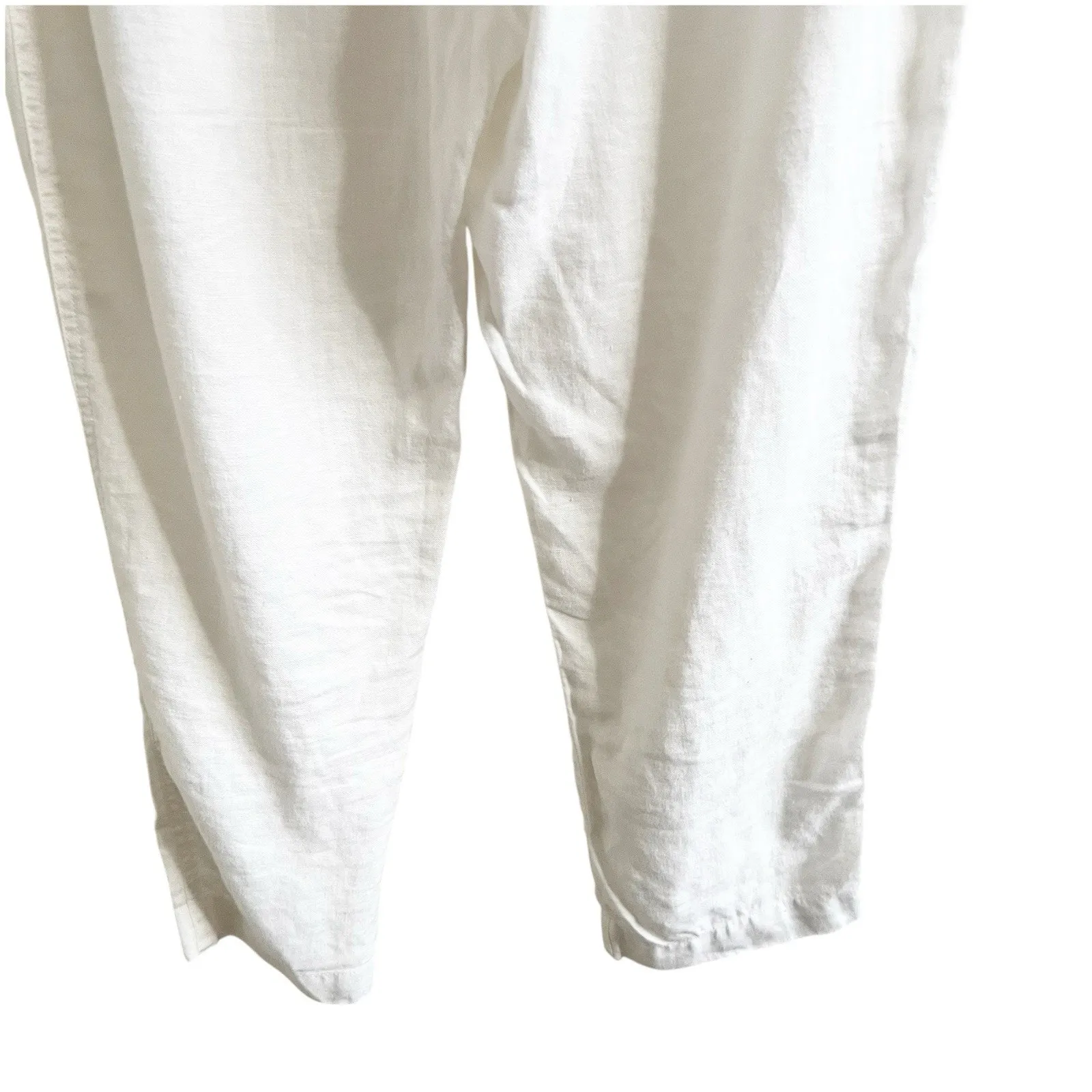 Lauren Ralph Lauren Pants Women's 10 White 100% Linen Wide Leg Drawstring Beach - Image 5