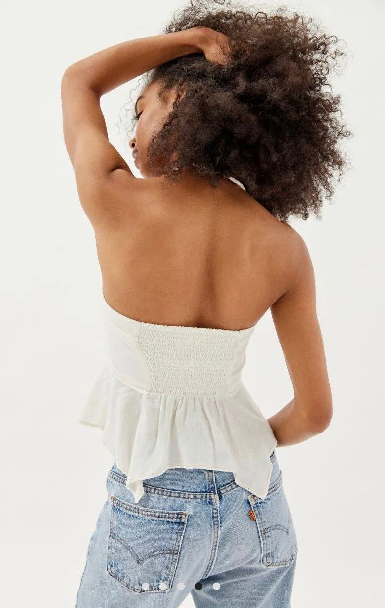 Black Lace-up Strapless Corset Top - Image 2