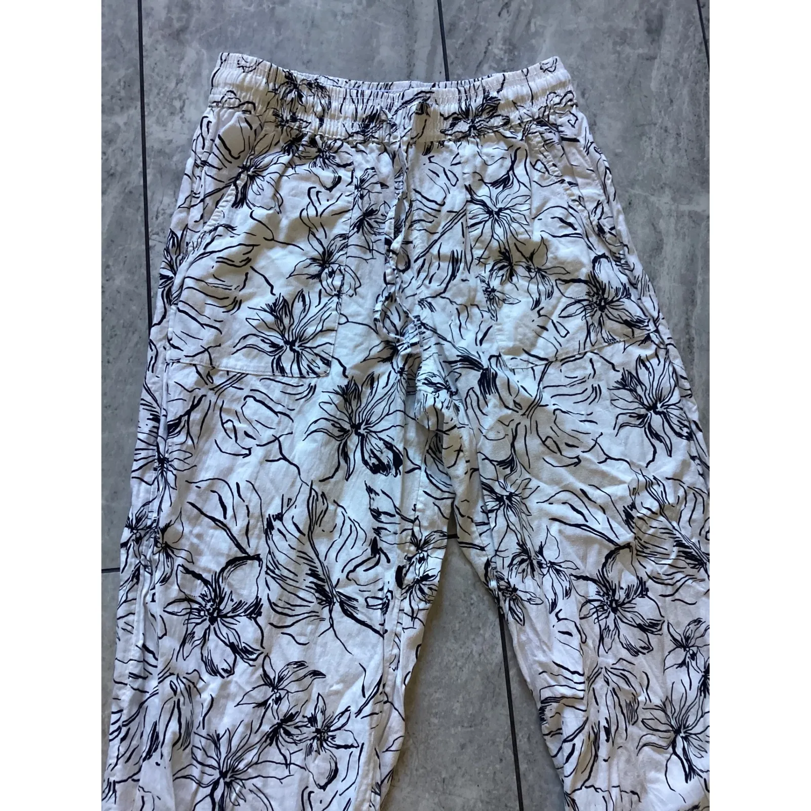 Joie Womens M Linen Blend Floral Print Wide Leg Lounge Pants - Image 2