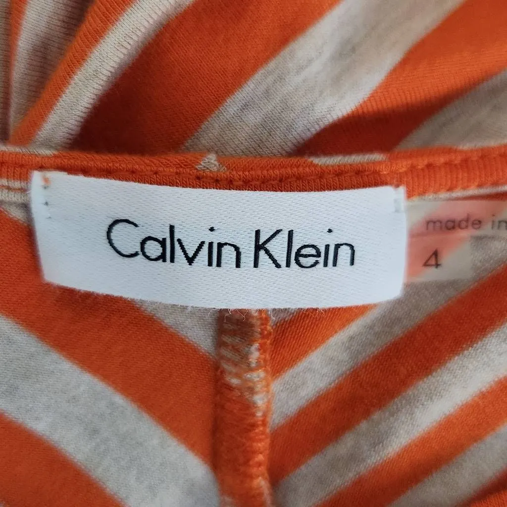 Calvin Klein Sleeveless Orange Striped Dress Size 4 Chevron Striped Dress - Image 7