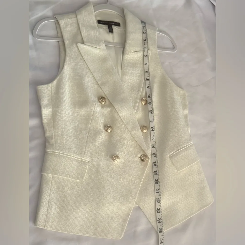 White House Black Market Cream Double-Breasted Vest - Image 7