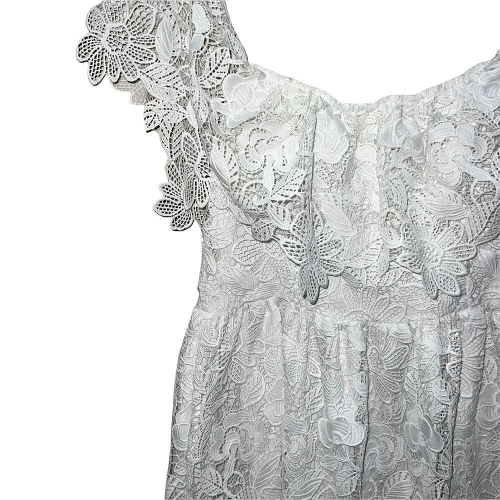 Lovers + Friends Dream Vacay White Floral Lace Mini Dress M - Image 7