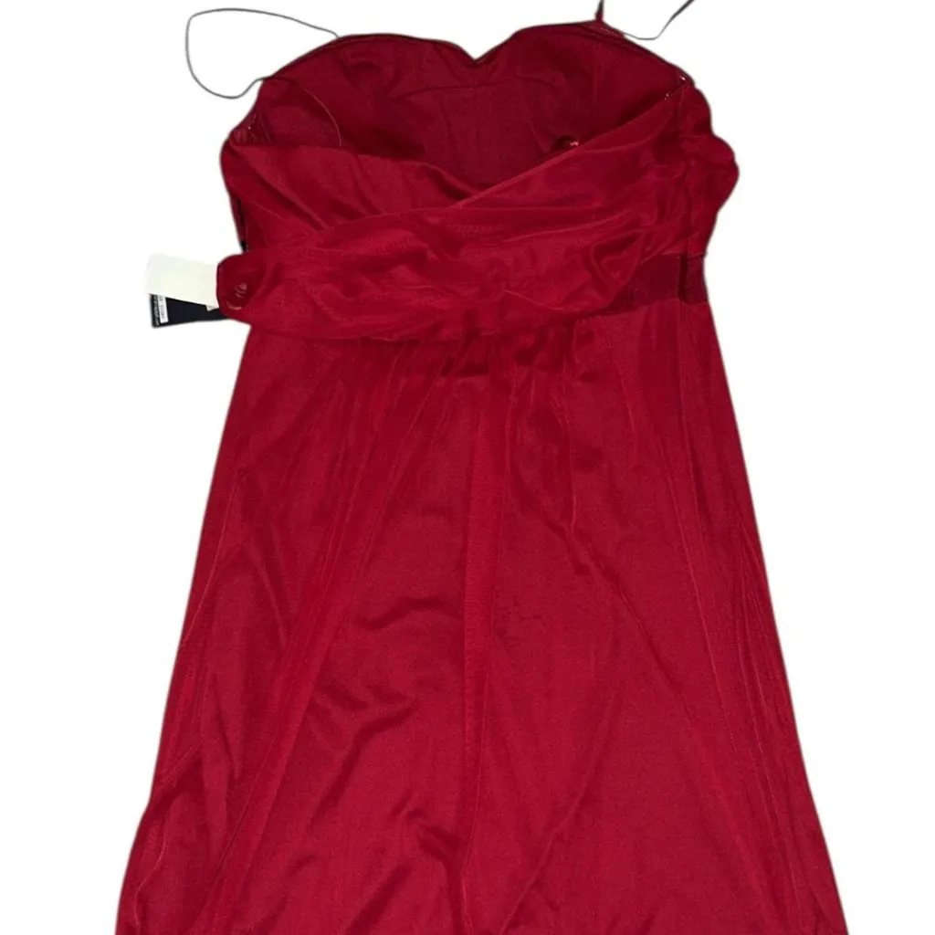 Adrianna Papell Red strapless mini dress with rhinestone details - Image 4