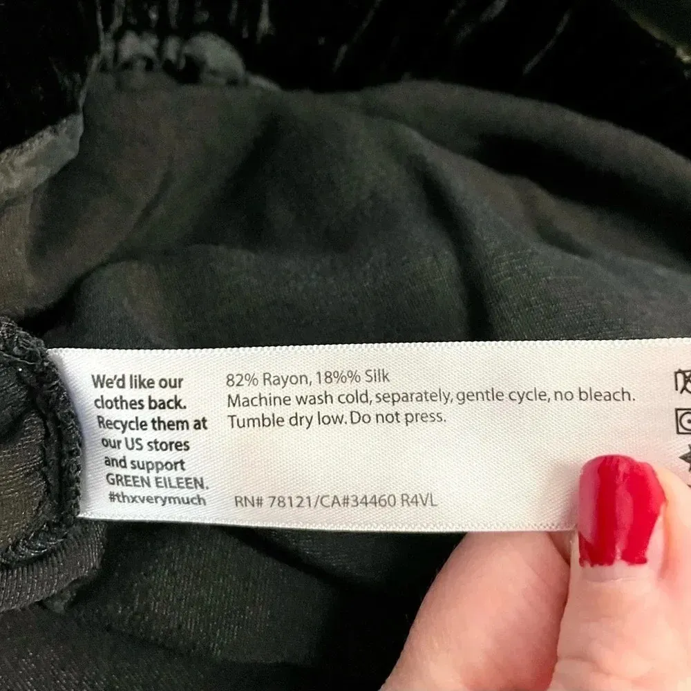 Eileen Fisher Straight Black Silk Velvet Pants - Image 4