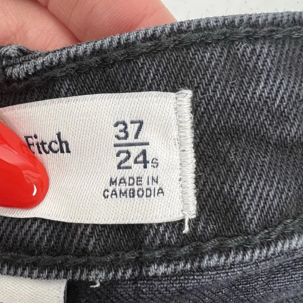 Abercrombie & Fitch Plus 24S Curve Love The Dad High Rise Jeans Black Loose NEW - Image 9