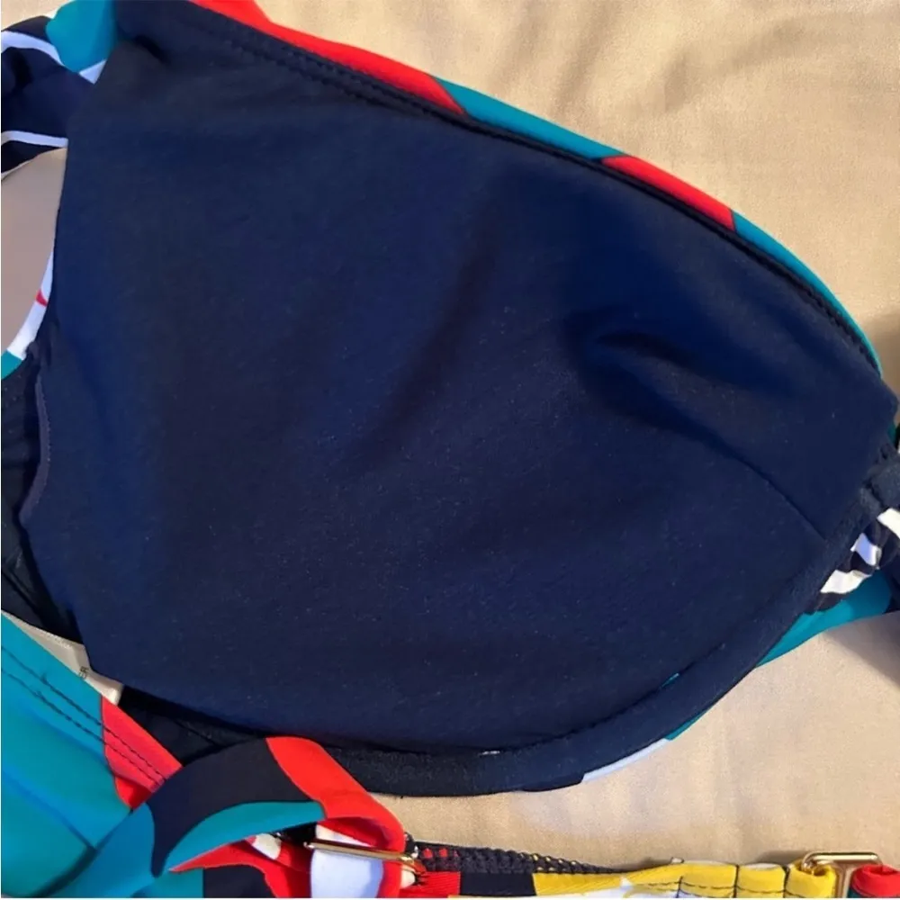 Cole Of California 2 Piece Bikini High Cut Bottom Twist Underwire Top Womens 14 Red - Image 6