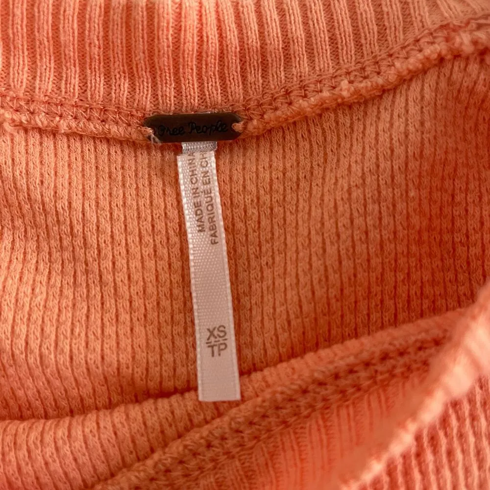 new nwt free people in the mix cuff thermal top desert orange combo size XS - Image 3