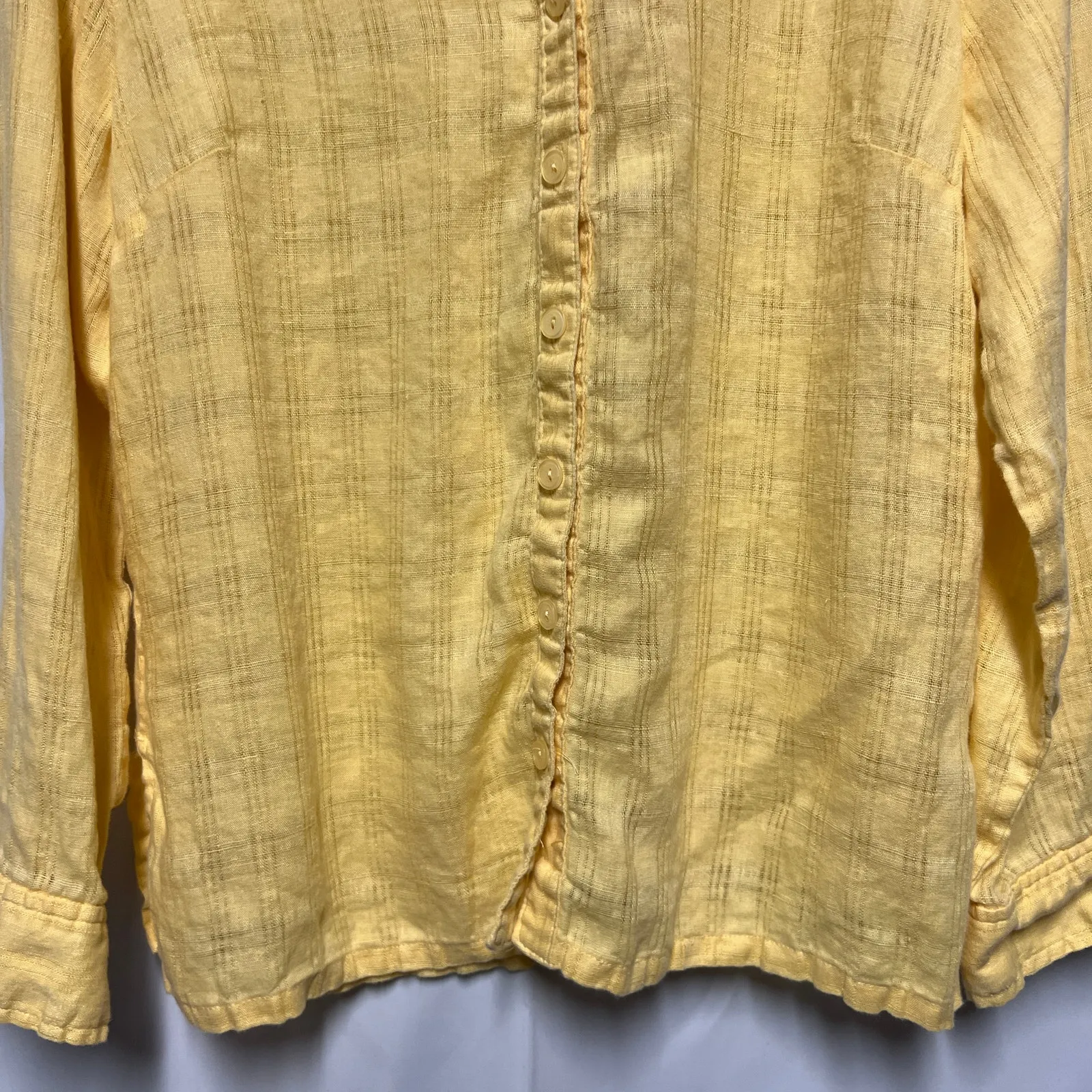 JM Collection Linen Yellow Women's Button Front Shirt Size 14 - Image 4