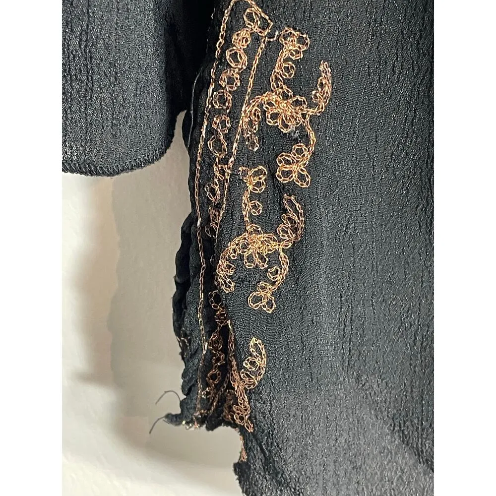 Y2K Vintage Faded Glory Babydoll Blouse Medium Whimsigoth Phoebe Embroidered - Image 3