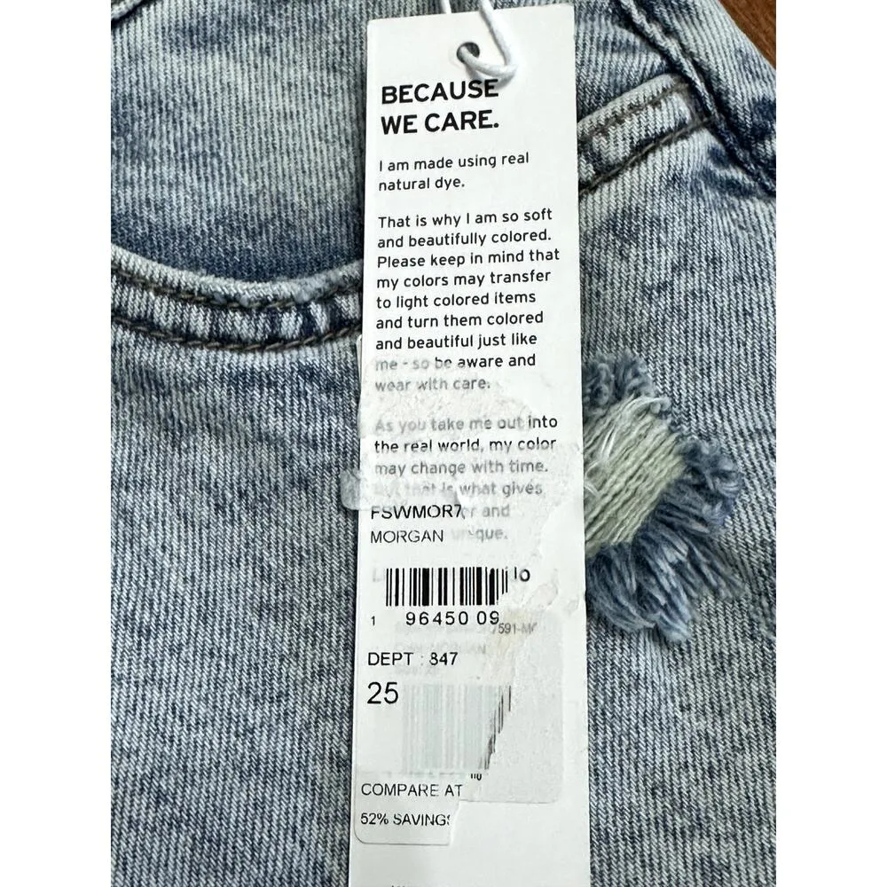 Hudson Kass Jean Shorts High Rise Fit Distressed Light Wash Blue Women's 25 NWT - Image 9