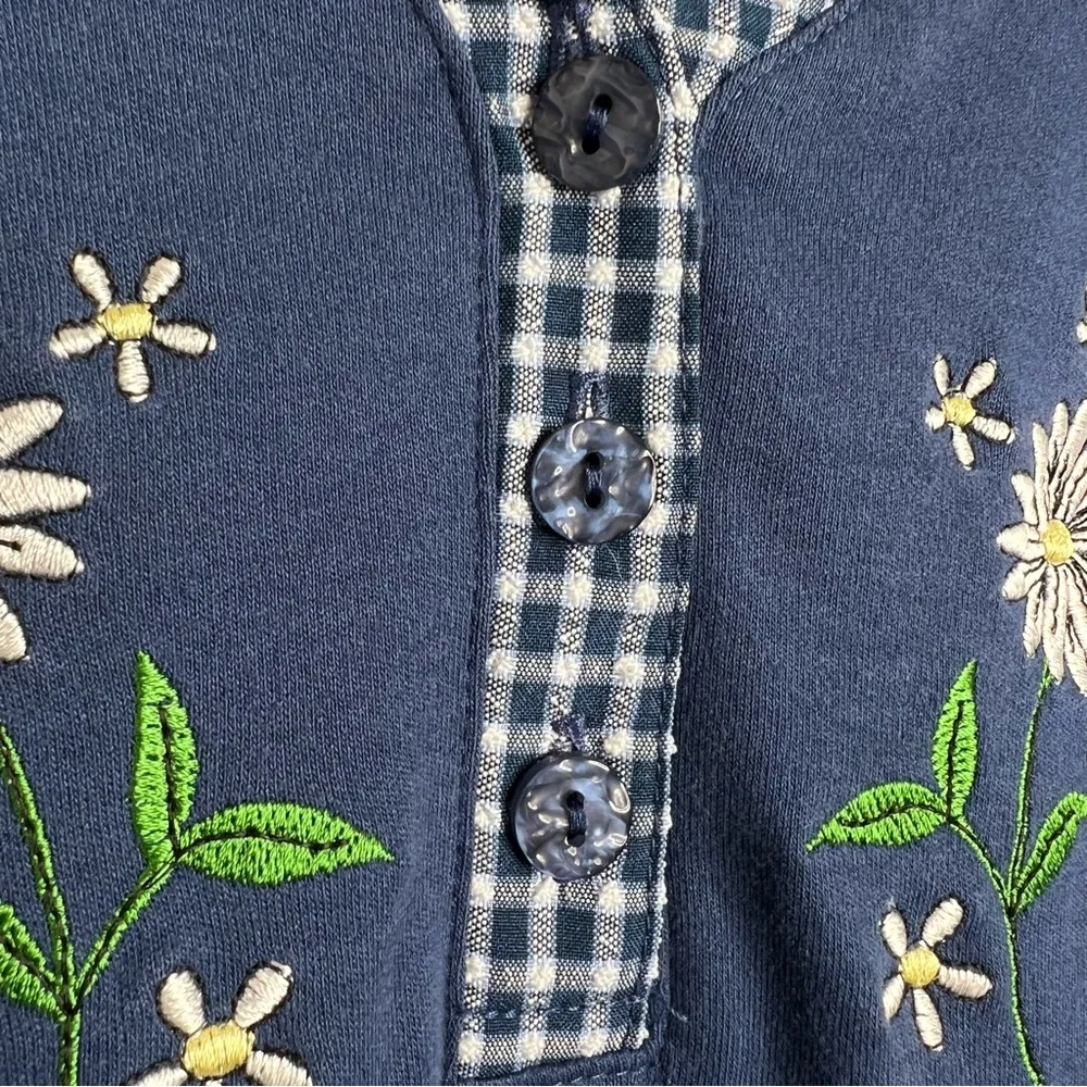 Vintage Bon Worth Floral Butterfly Shirt Collar Women’s Size Large Blue cottage - Image 5