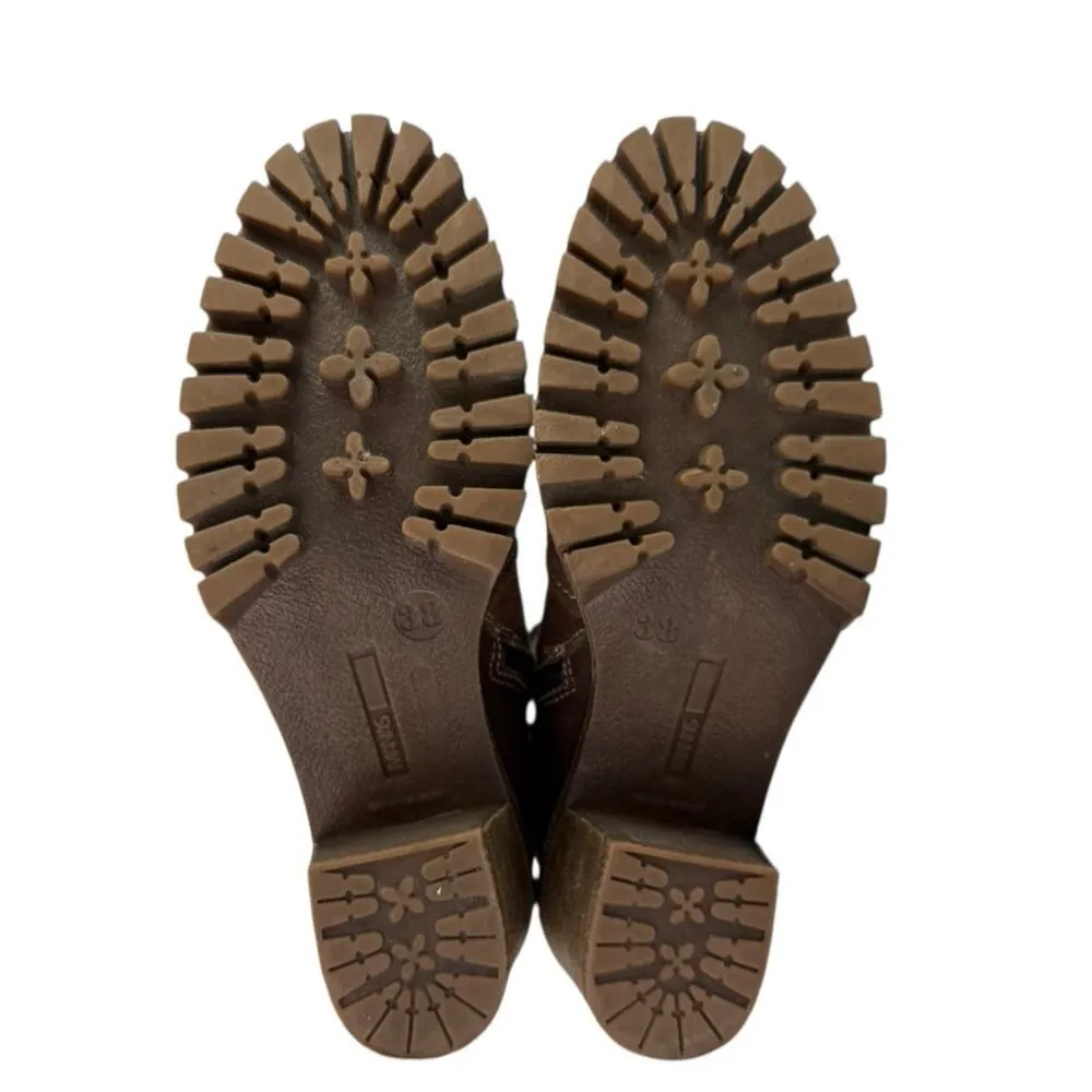 Manas Women's Brown Suede Sherpa Fold Over Buckle Strap Zip Snow Boots 38 US 7.5 - Image 4