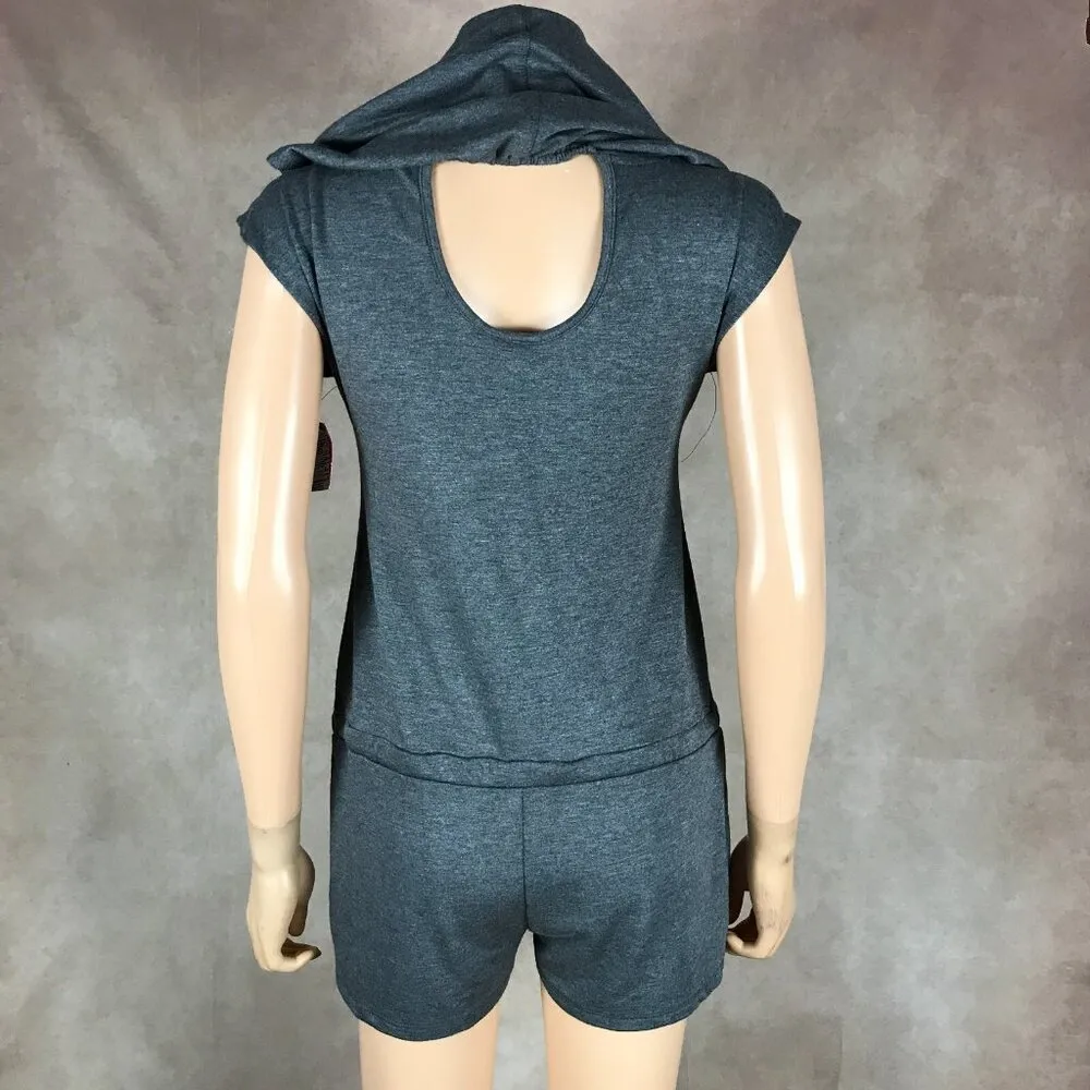 Material Girl Active Charcoal Gray NEW YORK CITY Hooded Romper NWT XS - Image 7