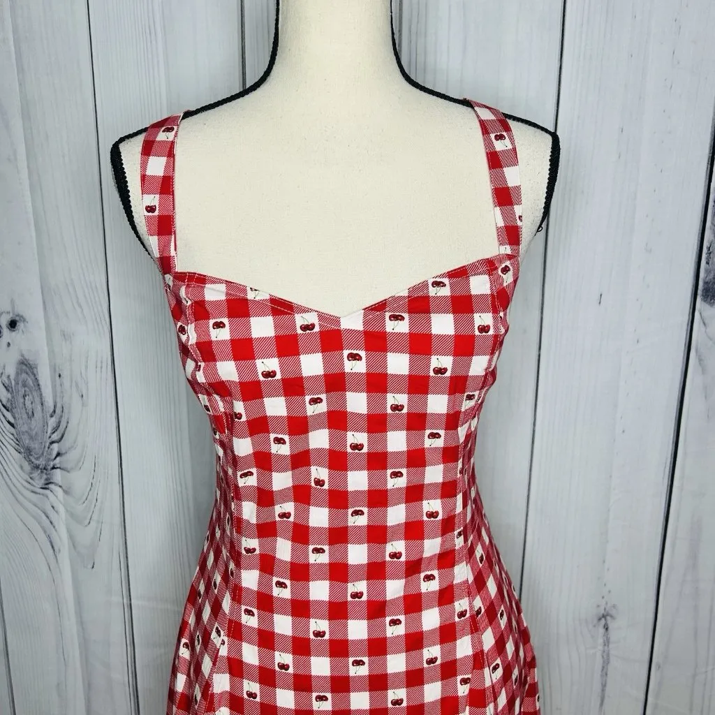 NWT Avec Les Filles Cherry Print Sweetheart Fit & Flare Midi Dress Sz 14 Stretch - Image 2